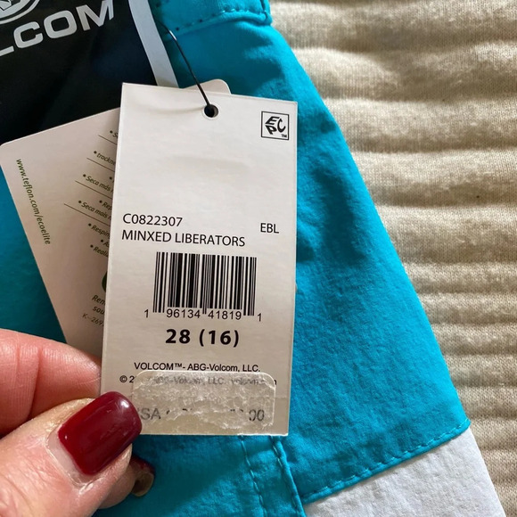 Volcom Boys Board Shorts Swim Suit Pockets blue black size 16 - Picture 4 of 14